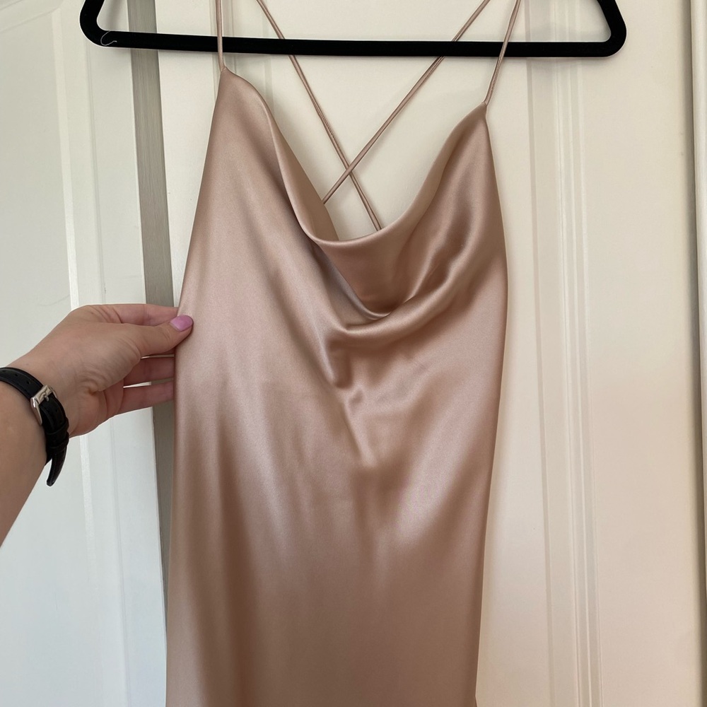 Le Lis Gold Cowl Neck Slip Dress for Weddings - Picture 2 of 8
